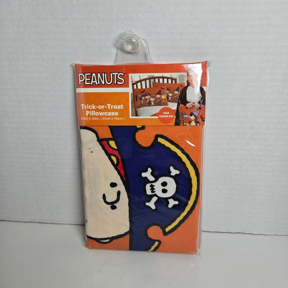 Peanuts Snoopy Halloween Trick or Treat Pillowcase w/ Handles 20"x30" 2020 NEW